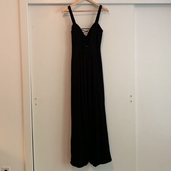 Flynn Skye XS Ariel Flare Wide Leg Crepe Jumpsuit in Black - Picture 5 of 7